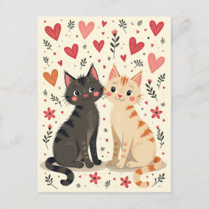 Carte Postale Jolis chats rétro pour la Saint-Valentin