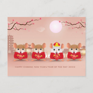 Carte Postale Jolis rats de dessin animé pour le Nouvel An chino