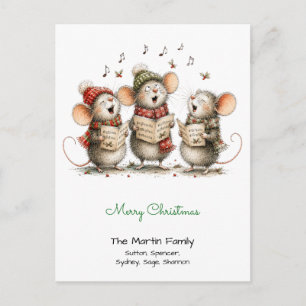 Carte Postale Jolis Souris Chantant des Cantiques Joyeux Noël Ve