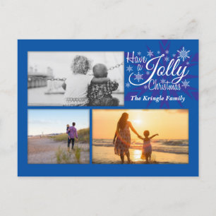 Carte postale Jolly Blue Christmas Snowflake Photo