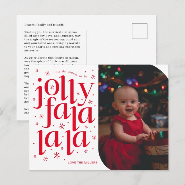 Carte postale Jolly Fa La La Whimsical Photo Holid (Devant / Derrière)