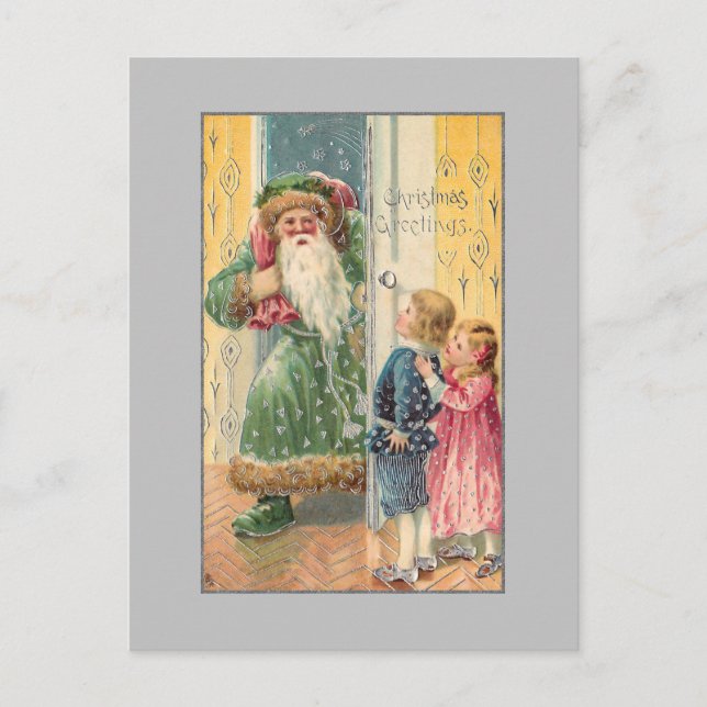 Carte Postale Jolly Père victorien Noël avec enfants (Devant)