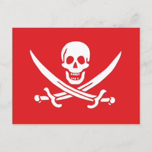 Carte Postale jolly roger de Calico Jack Rackham (RED)