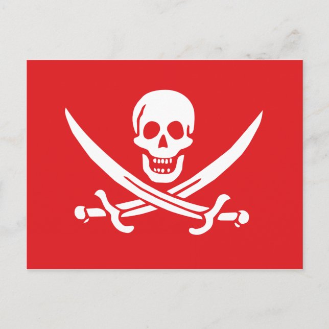 Carte Postale Jolly roger de Calico Jack Rackham (RED) (Devant)