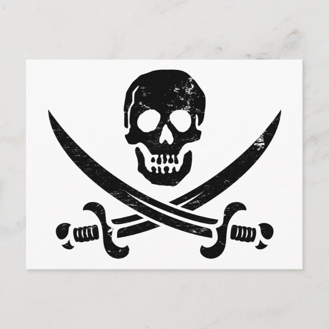 Carte Postale Jolly roger du drapeau pirate John Rackham (Calico (Devant)