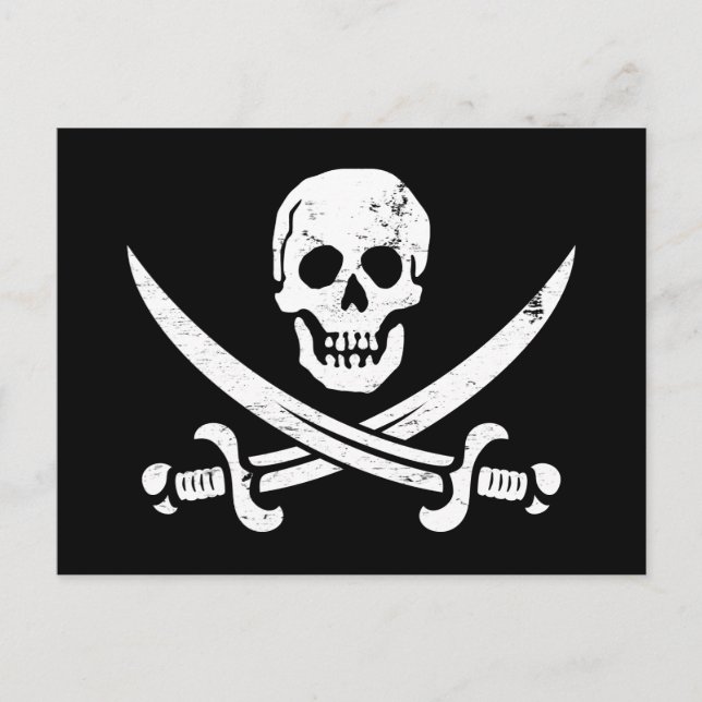 Carte Postale Jolly roger du drapeau pirate John Rackham (Calico (Devant)
