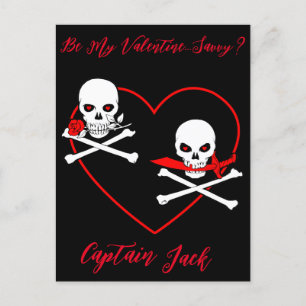 Carte Postale Jolly roger Pirate Valentine