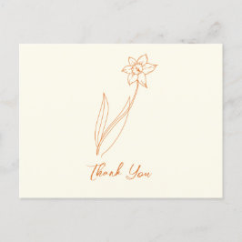 Carte Postale Jonquille de remerciement de mariage