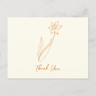 Carte Postale Jonquille de remerciement de mariage