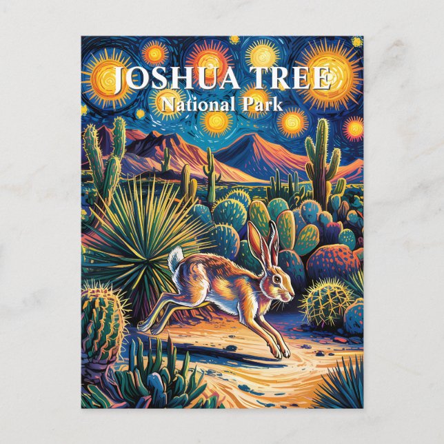 Carte Postale Joshua Tree Van Gogh Desert Wildlife Jackrabbit (Devant)