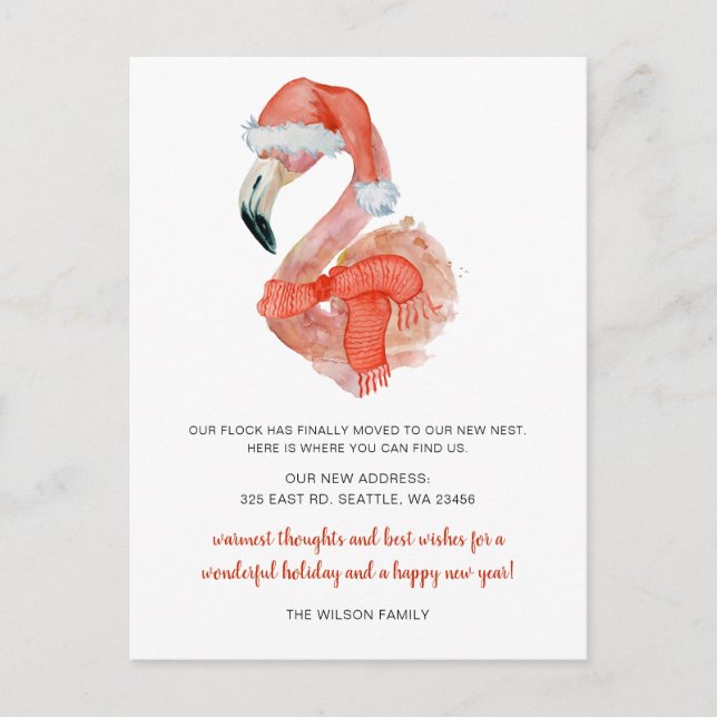 Carte Postale Jote Père Noël Flamant rose Nous avons déménagé Ho (Devant)