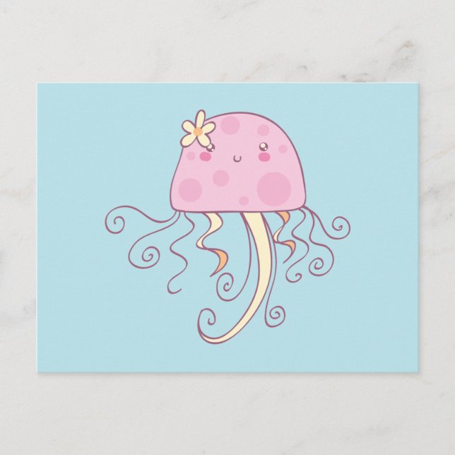 Carte Postale Jote Pink Blue Cartoon Jellyfish (Devant)