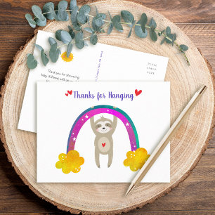 Carte Postale Jote Sloth Boho Rainbow Baby shower chic Merci