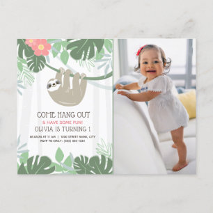 Carte Postale Jote Sloth Palm Tropical Feuille Anniversaire