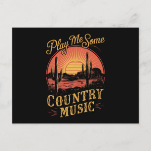 Carte Postale Joue-moi de la musique country western cowboy vint