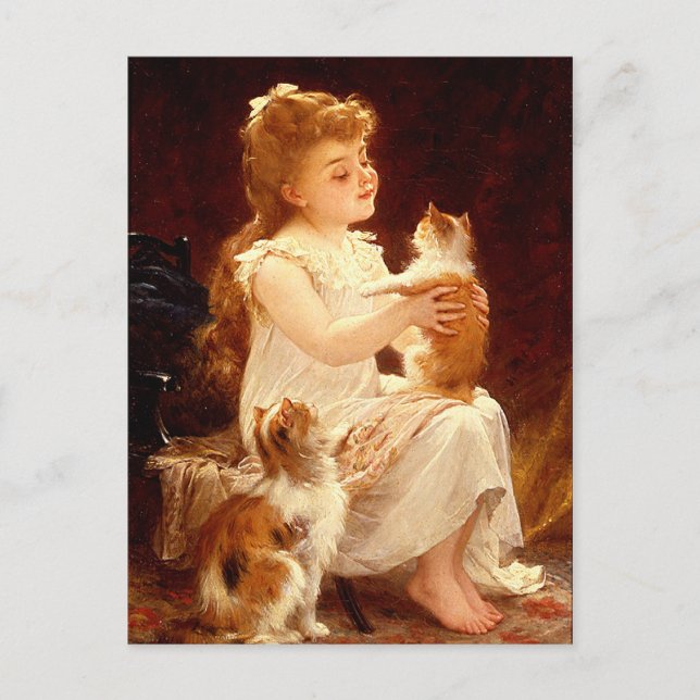 Carte postale : Jouer avec le chaton (Devant)