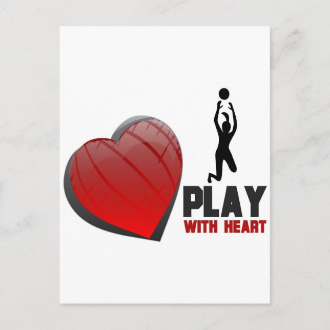 CARTE POSTALE JOUER AVEC LE COEUR VOLLEYBALL (Devant)