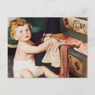 Carte Postale Jouer avec un dresseur de vêtements vintage mignon
