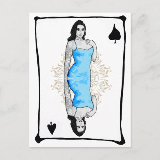 Carte Postale Jouer Cartoon Girl Spades
