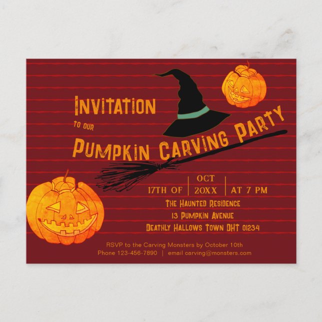 Carte Postale Jouer Citrouille Orange Retro Jack-o-Lantern Enfan (Devant)