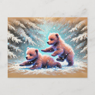 Carte Postale Jouer des oursons dans le dessin de chaloupe Paste