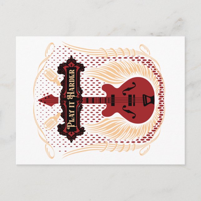 Carte Postale Jouer plus dur Gitarre (Devant)