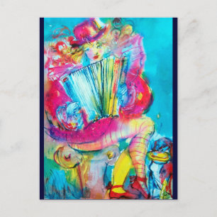 Carte Postale JOUEUR D'ACCORDION DANS L'Aquarelle DE NUIT