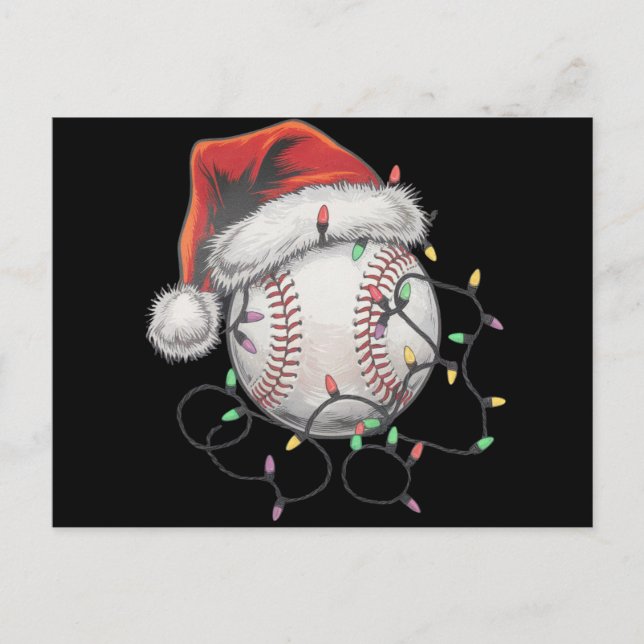 Carte Postale Joueur de baseball de Noël de père Noël Sports (Devant)