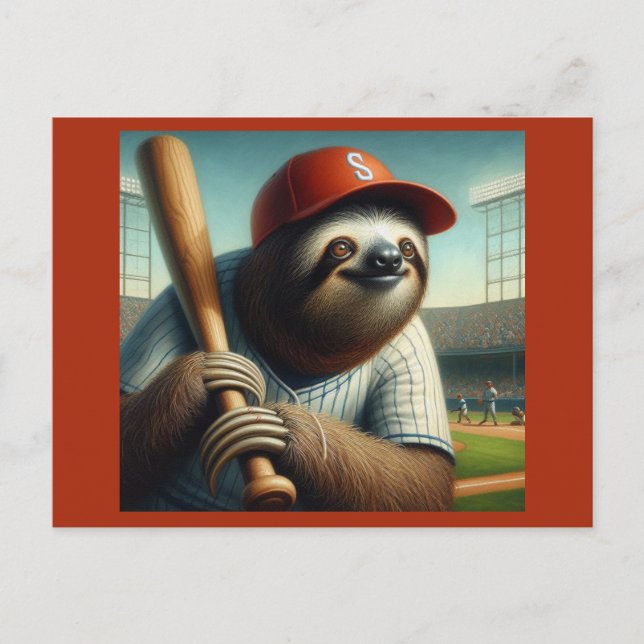 Carte Postale Joueur de baseball Sloth (Devant)