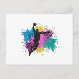Carte Postale Joueur de Basket-Ball Éclaboussures de Couleur Gru