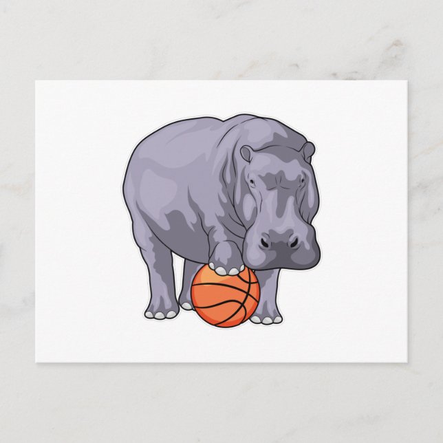 Carte Postale Joueur de basket-ball Hippopotame (Devant)
