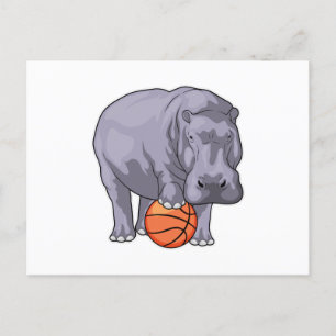 Carte Postale Joueur de basket-ball Hippopotame Basketball