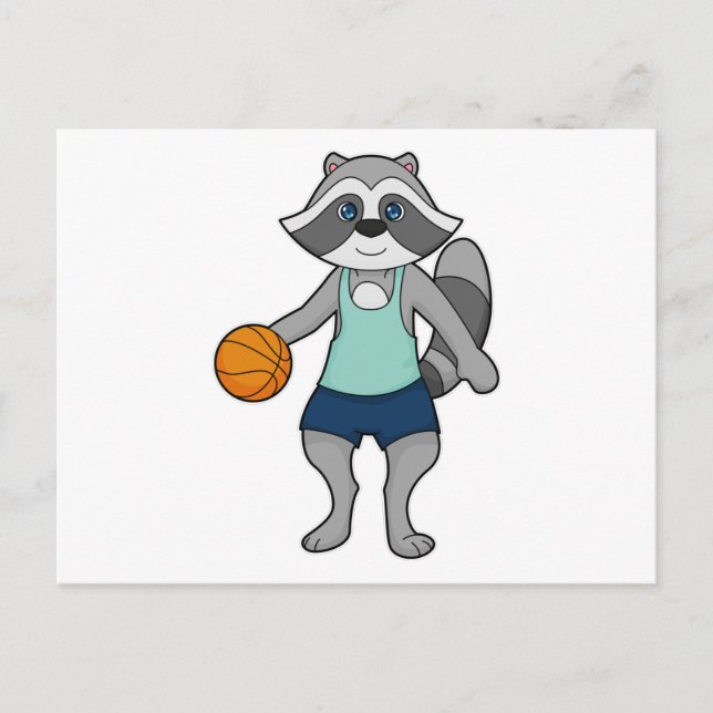 Carte Postale Joueur de basket-ball Raton laveur Basketball (Devant)