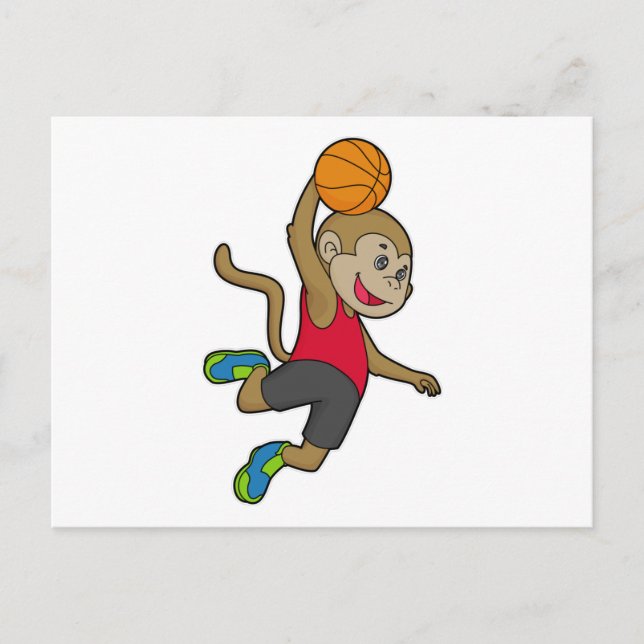 Carte Postale Joueur de basket-ball singe (Devant)