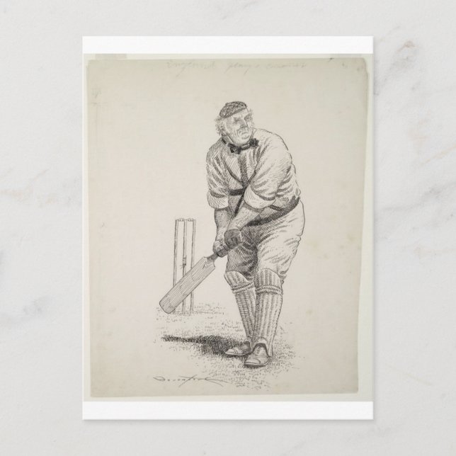 Carte Postale joueur de cricket vintage (Devant)