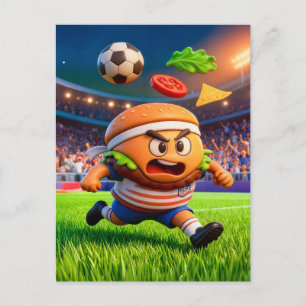Carte Postale Joueur de football américain burger chargeant à tr