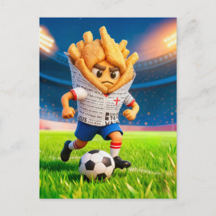 Carte Postale Joueur de football anglais avec fish and chips