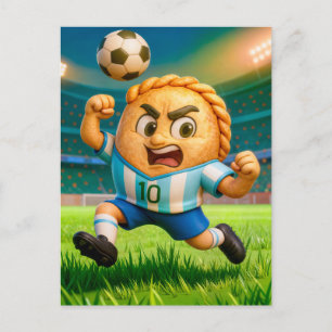 Carte Postale Joueur de football argentin empanada sautant pour