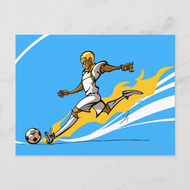 Carte Postale Joueur de football botter un ballon de football (Devant)