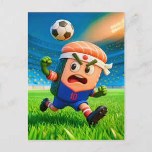 Carte Postale Joueur de football de rouleau de sushi japonais da