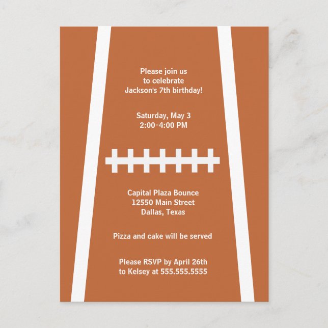 Carte Postale Joueur de football Personnalisé Anniversaire Fête  (Devant)