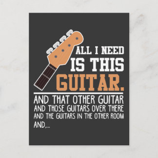Carte Postale Joueur de guitare drôle Guitariste J'ai besoin de 