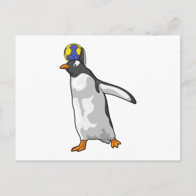 Carte Postale Joueur de handball des manchots Handball (Devant)