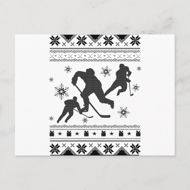 Carte Postale Joueur de hockey sur glace mauvais Noël | Cadeau d (Devant)