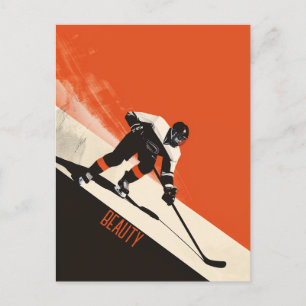 Carte Postale Joueur de hockey sur glace performant