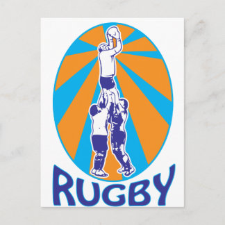 Carte Postale joueur de rugby saut attraper ligne-out balle rétr