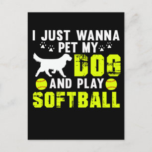 Carte Postale Joueur de softball Amoureux des chiens