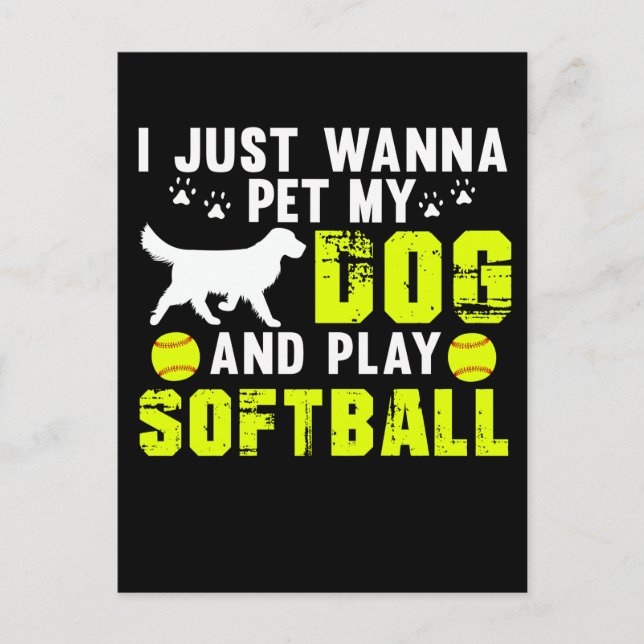 Carte Postale Joueur de softball Amoureux des chiens (Devant)
