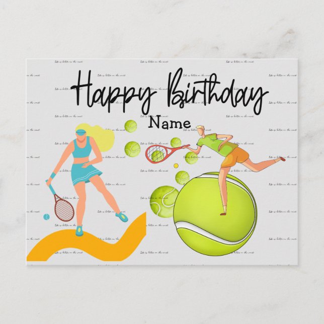 Carte Postale Joueur de tennis joue Joyeux Anniversaire (Devant)