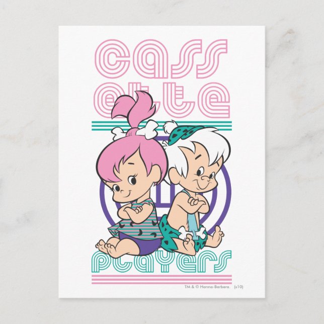 Carte Postale Joueurs de cassettes PEBBLES™ et BAM-BAM™ (Devant)